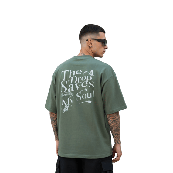 Camiseta Oversized The Drop Saves My Soul - Verde Musgo