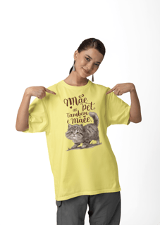 CAMISETA T-SHIRT ESTONADA CAT, MÃE DE PET TAMBÉM E MÃE