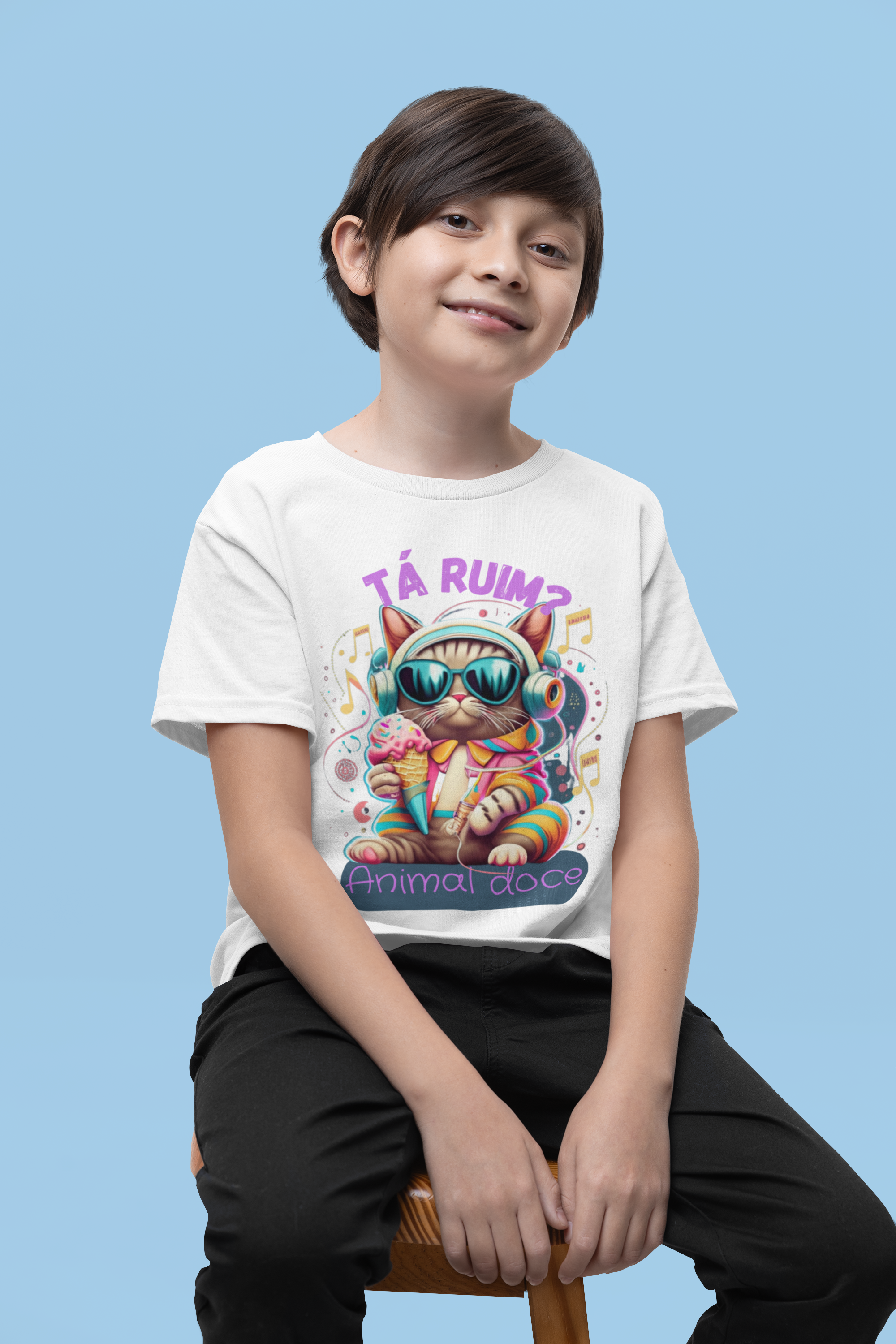 CAMISETA QUALITY INFANTIL CAT, TA RUIM-2 A 8 ANOS