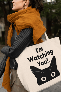 Nome do produto ECOBAG GRANDE CRU, CAT I´M WATCHING YOU, 100%ALGODAO