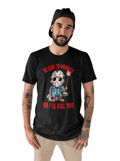 CAMISETA T-SHIRT PRIME DOG, LINHA FILME JASON BE KIND TO ANIMALS, SEXTA FEIRA 13