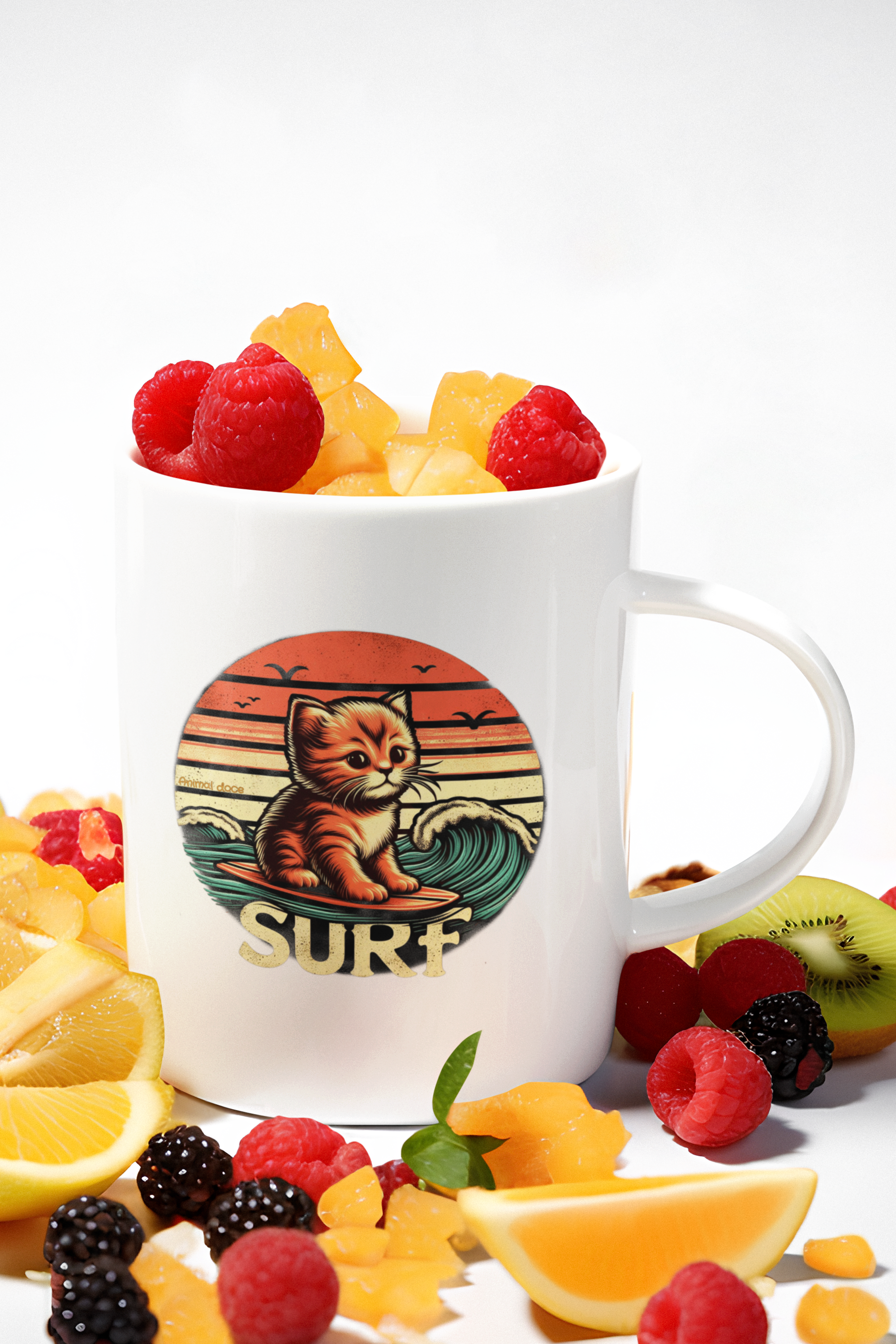  CANECA PERSONALIZADA CRIATIVA EM CERÂMICA, 325ML C/02 LADOS CAT SURF