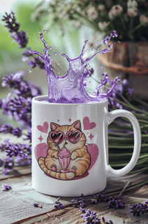  CANECA PERSONALIZADA CRIATIVA EM CERÂMICA, 325ML C/02 LADOS, CAT LOVE