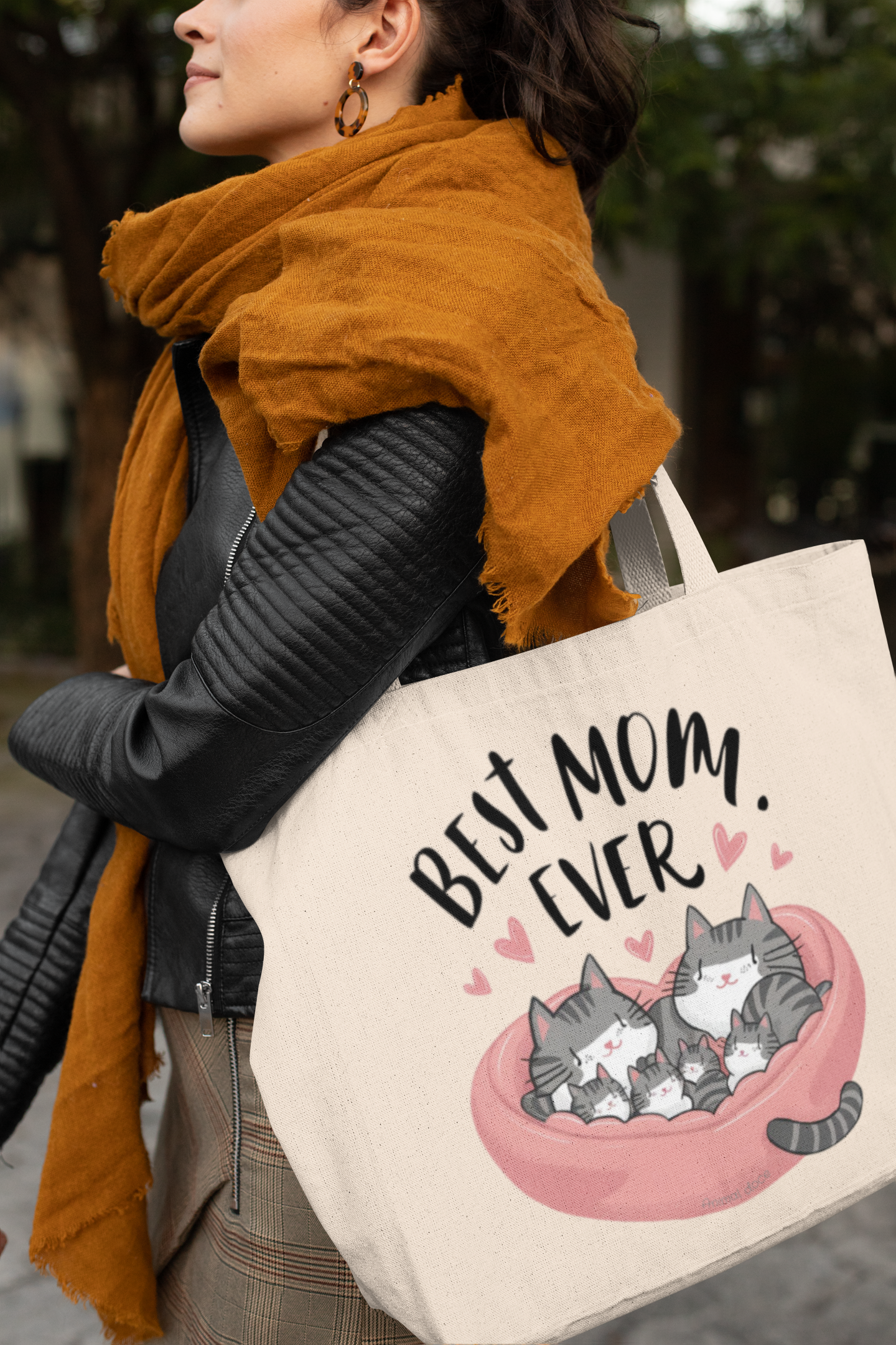 ECOBAG GRANDE CRU, CAT BEST MOM EVER, 100%ALGODAO