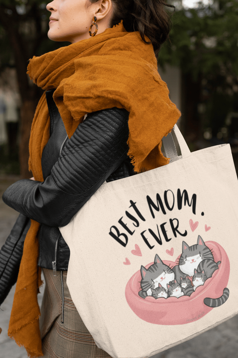 Nome do produto: ECOBAG GRANDE CRU, CAT BEST MOM EVER, 100%ALGODAO