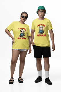 CAMISETA T-SHIRT ESTONADA DOG, LINHA FILME JASON BE KIND TO ANIMALS, SEXTA FEIRA 13