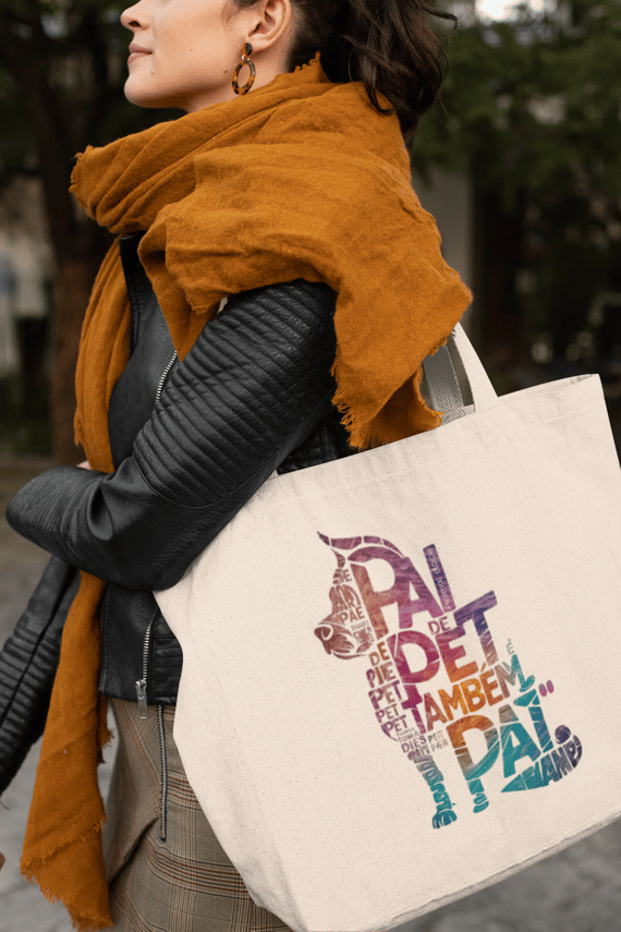 ECOBAG GRANDE CRU DOG, PAI DE PET TAMBÉM E PAI, 100%ALGODAO