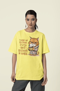 CAMISETA T-SHIRT ESTONADA, CAT COFFEE