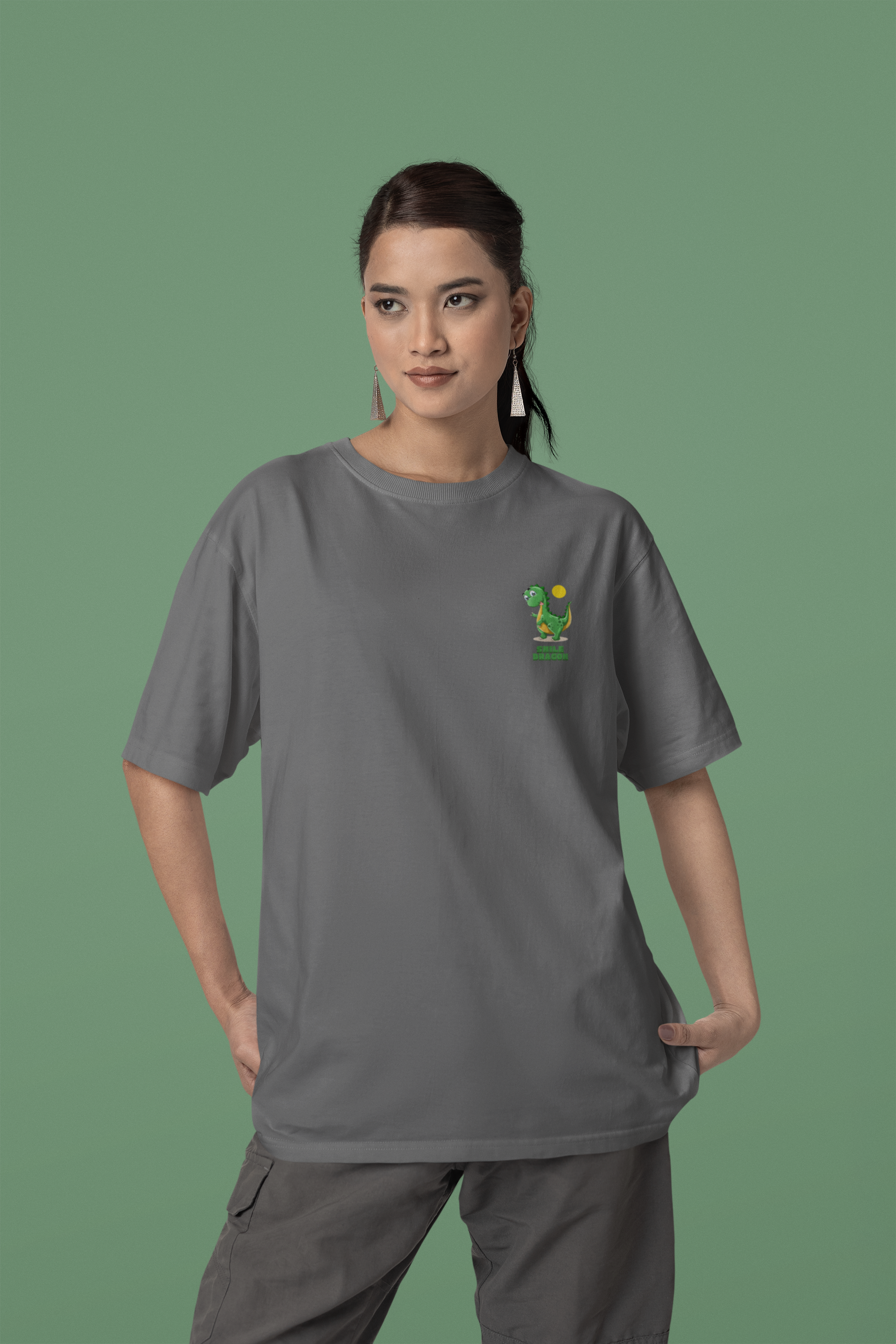 CAMISETA T-SHIRT ESTONADA MINIMALISTA, SMILLE DRAGON