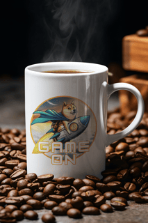  CANECA PERSONALIZADA CRIATIVA EM CERÂMICA, 325ML C/02 LADOS BITCOIN GAME ON