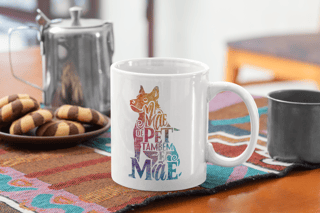  CANECA PERSONALIZADA CRIATIVA EM CERÂMICA, 325ML C/02 LADOS, MÃE DE PET TAMBÉM E MÃE 