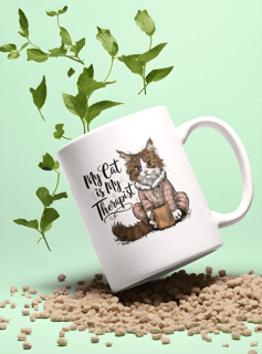 Nome do produto CANECA PERSONALIZADA CRIATIVA EM CERÂMICA, 325ML C/02 LADOS MY CAT IS MY THERAPIST