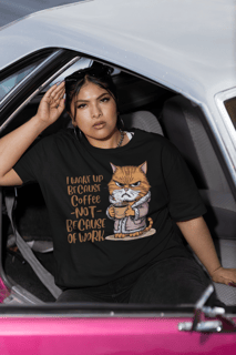 CAMISETA T-SHIRT PLUS SIZE, CAT COFFEE