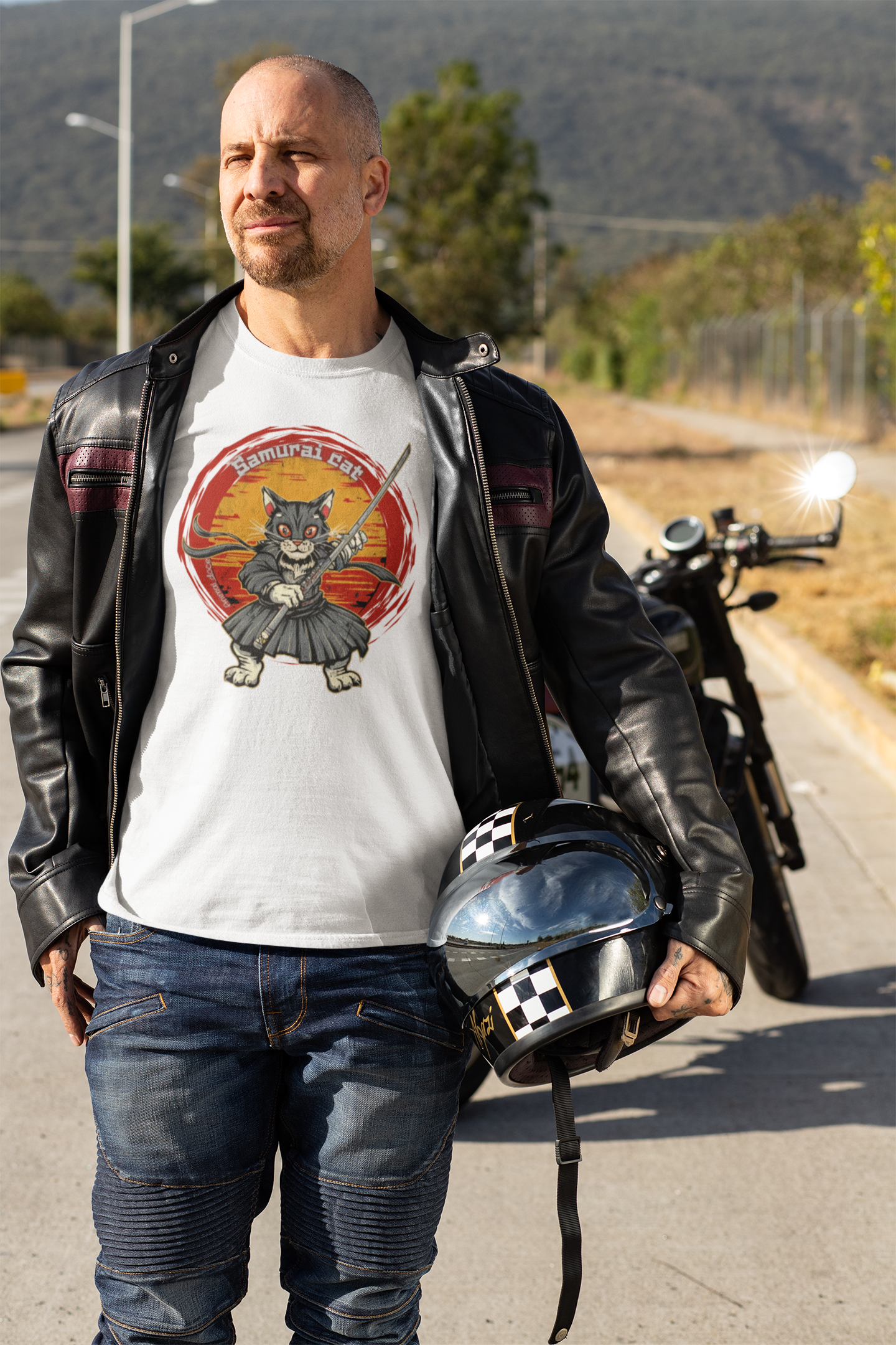 CAMISETA T-SHIRT CLASSIC, SAMURAI CAT