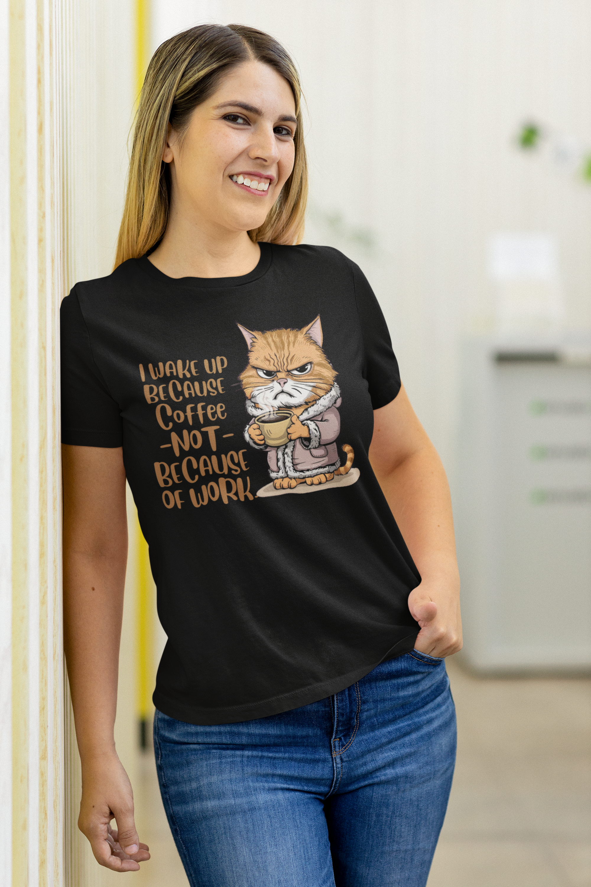 CAMISETA BABY LONG PRIME, CAT COFFEE