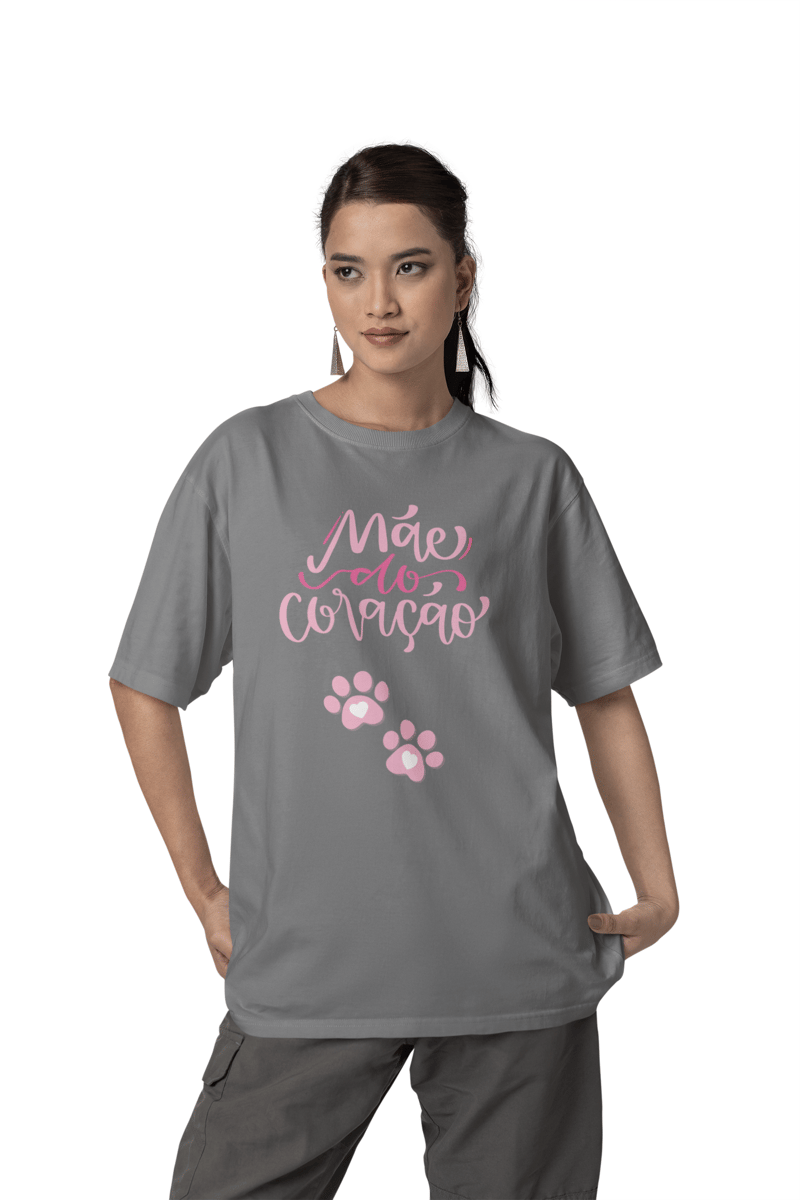 Nome do produto: CAMSIETA T-SHIRT ESTONADA, PET MÃE DO CORAÇÃO