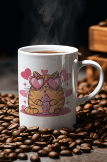  CANECA PERSONALIZADA CRIATIVA EM CERÂMICA, 325ML C/02 LADOS, CAT LOVE