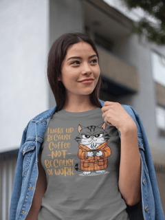 CAMISETA BABY LONG ESTONADA, CAT COFFEE