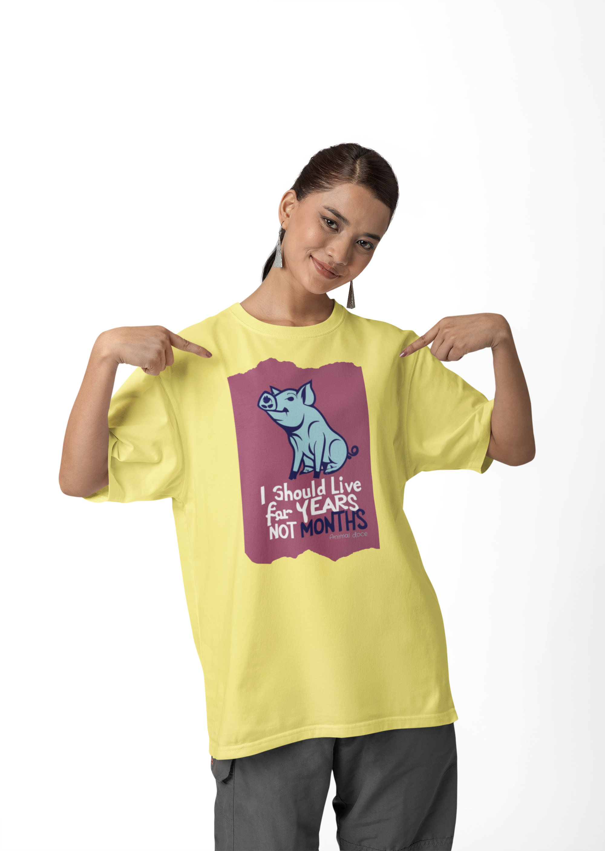 CAMISETA T-SHIRT ESTONADA PIG, LINHA VEGAN, I SHOULD LIVE