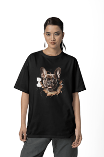 CAMISETA T-SHIRT PRIME, ESTILO 3D DOG BULDOGUE FRANCÊS  