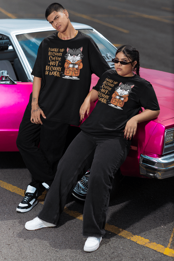 CAMISETA T-SHIRT PLUS SIZE, CAT COFFEE