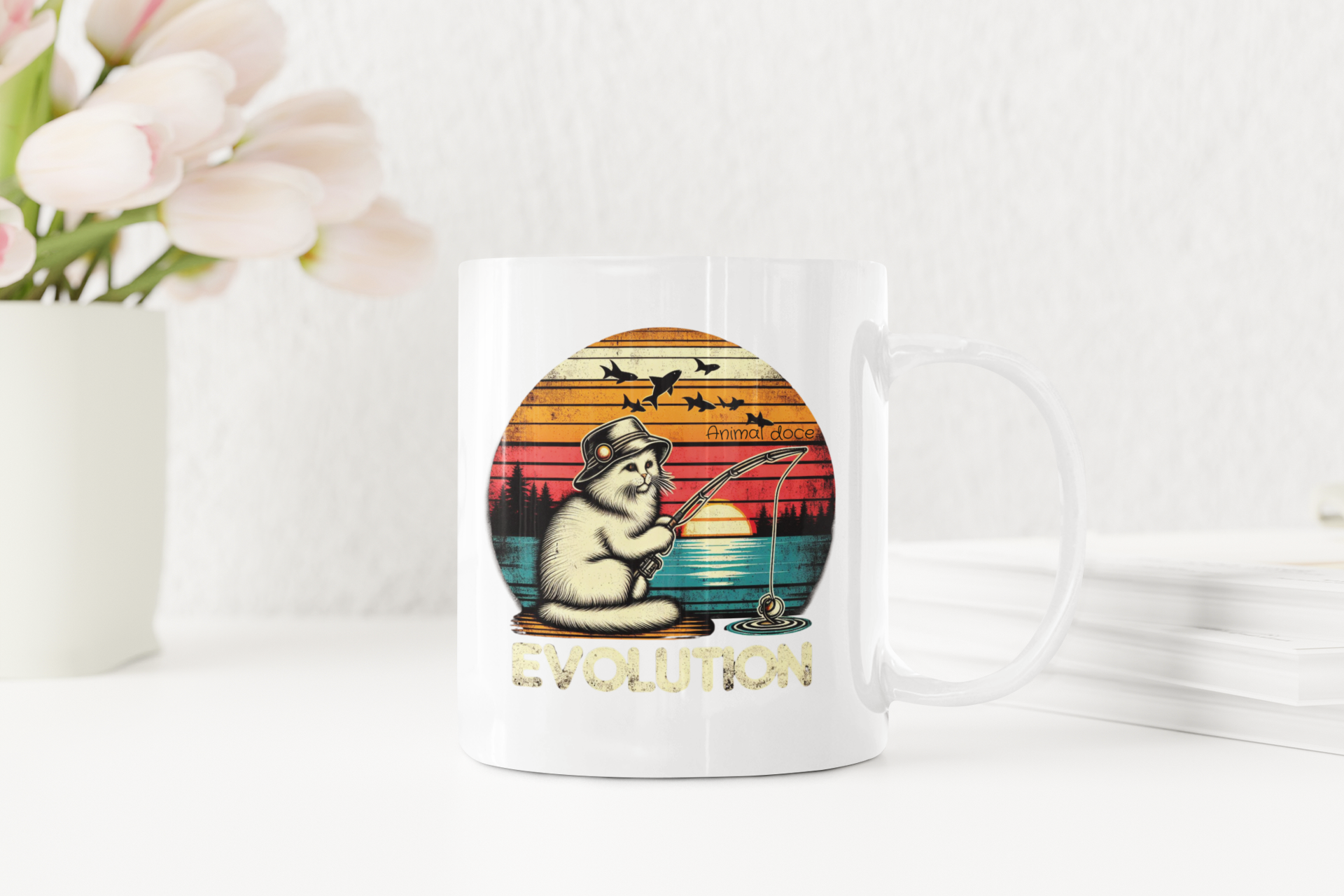 CANECA PERSONALIZADA CRIATIVA EM CERÂMICA, 325ML C/02 LADOS, CAT EVOLUTION