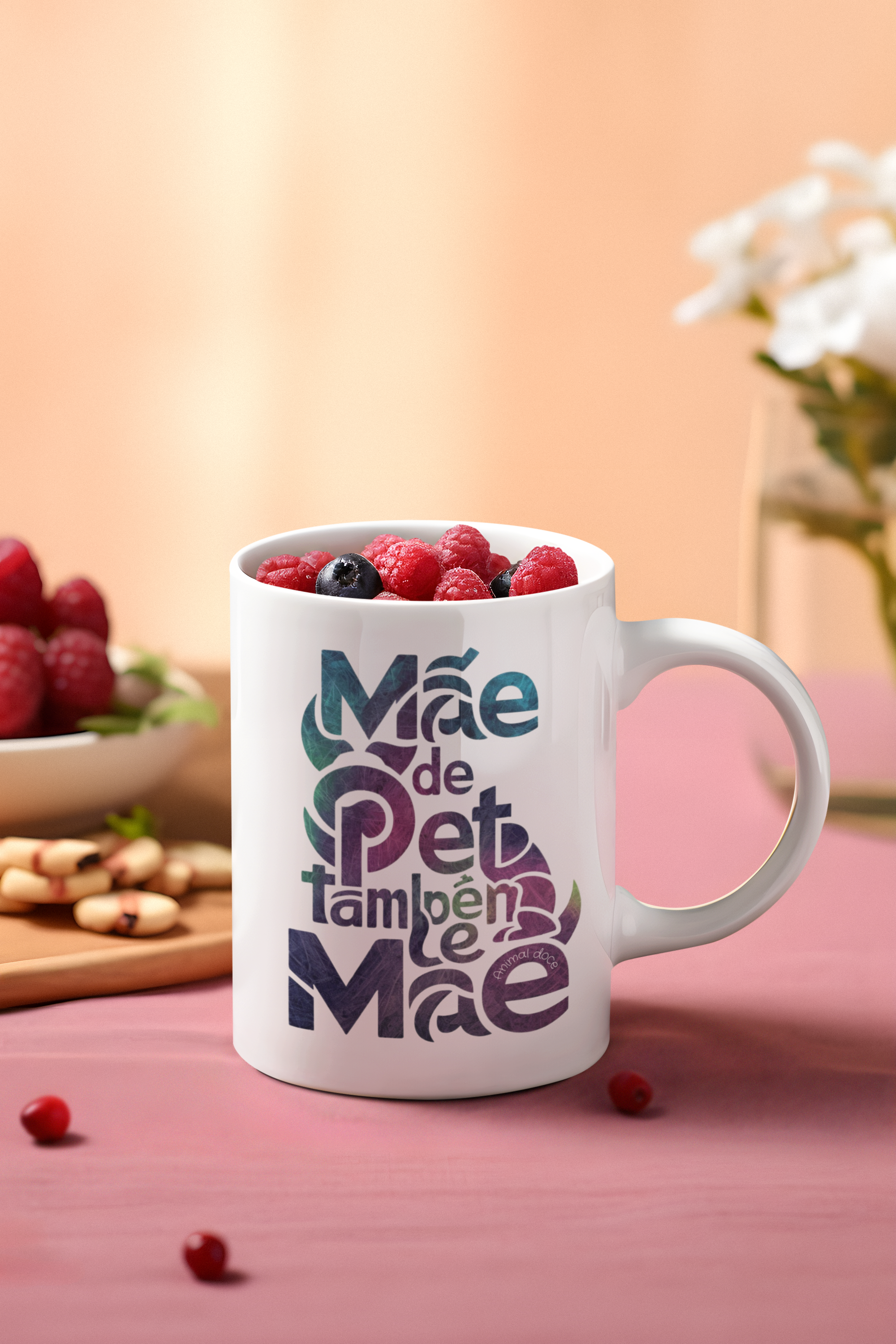  CANECA PERSONALIZADA CRIATIVA EM CERÂMICA, 325ML C/02 LADOS, MÃE DE PET TAMBÉM E MÃE 