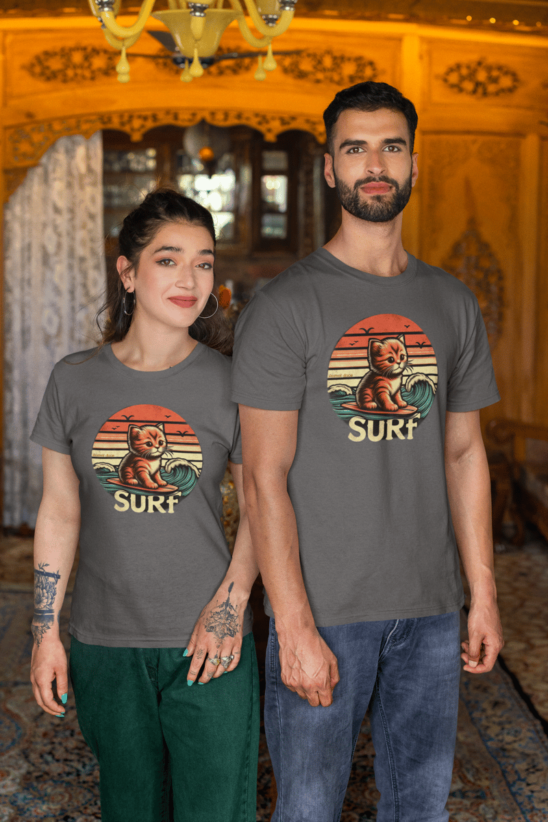 Nome do produto: CAMISETA T-SHIRT ESTONADA, CAT SURF