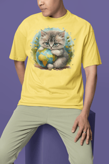 CAMISETA T-SHIRT ESTONADA, CAT PLANETA