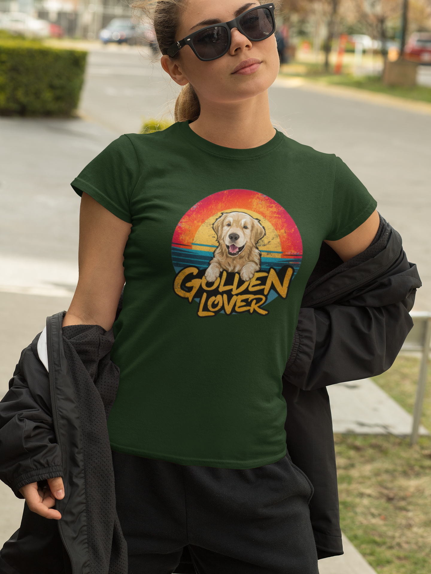 CAMISETA BABY LONG PIMA , DOG GOLDEN LOVER