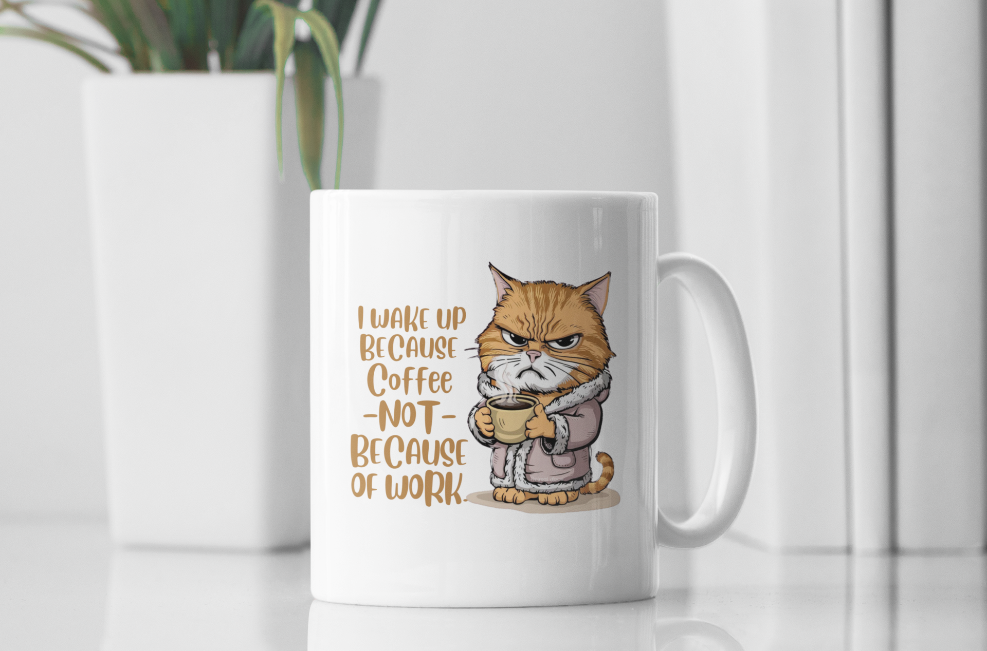 CANECA PERSONALIZADA CRIATIVA EM CERÂMICA, 325ML C/02 LADOS, CAT COFFEE