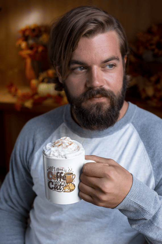 CANECA PERSONALIZADA CRIATIVA EM CERÂMICA, 325ML C/02 LADOS, CAT COFFEE