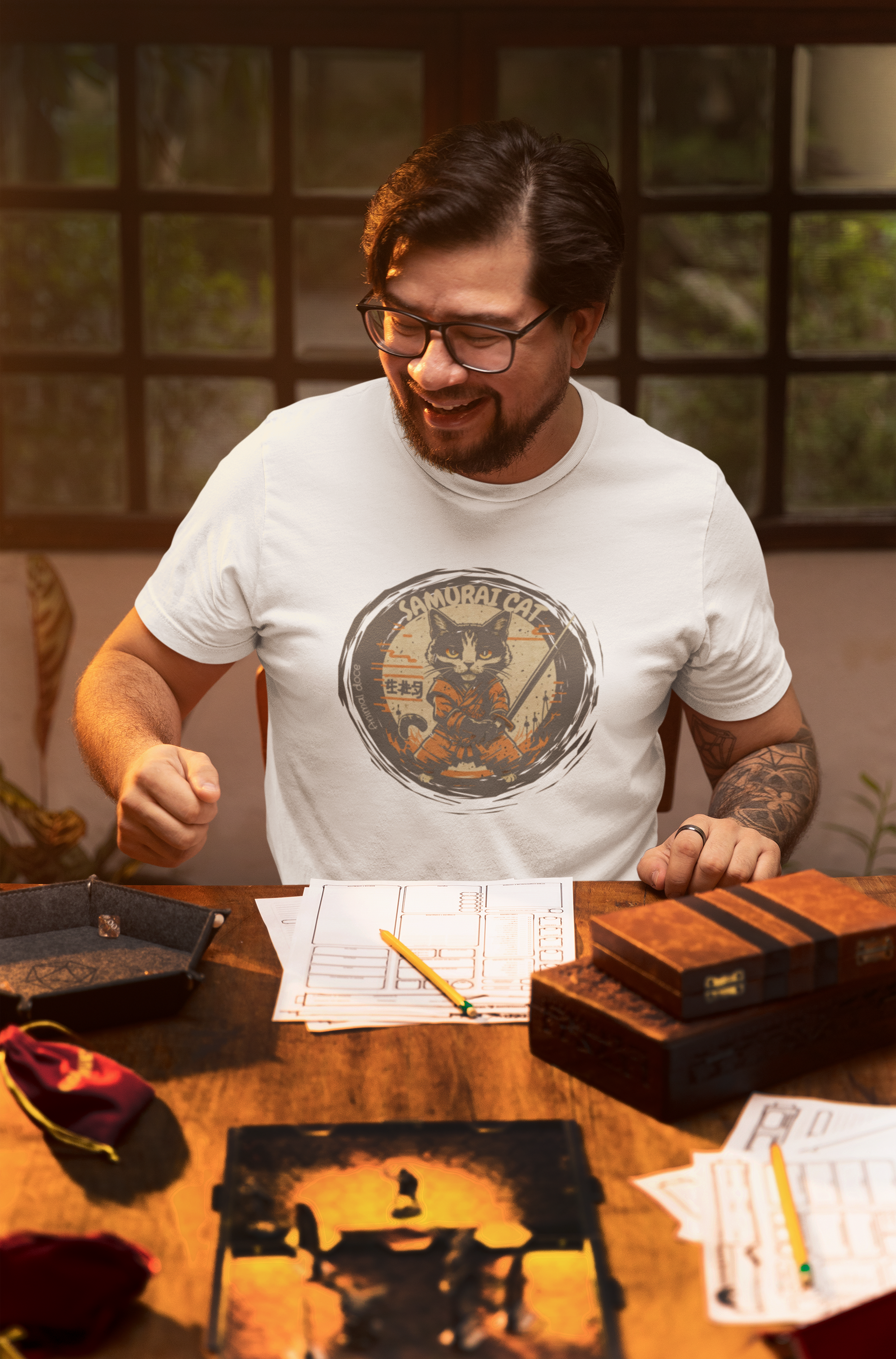 CAMISETA T-SHIRT QUALITY, SAMURAI CAT