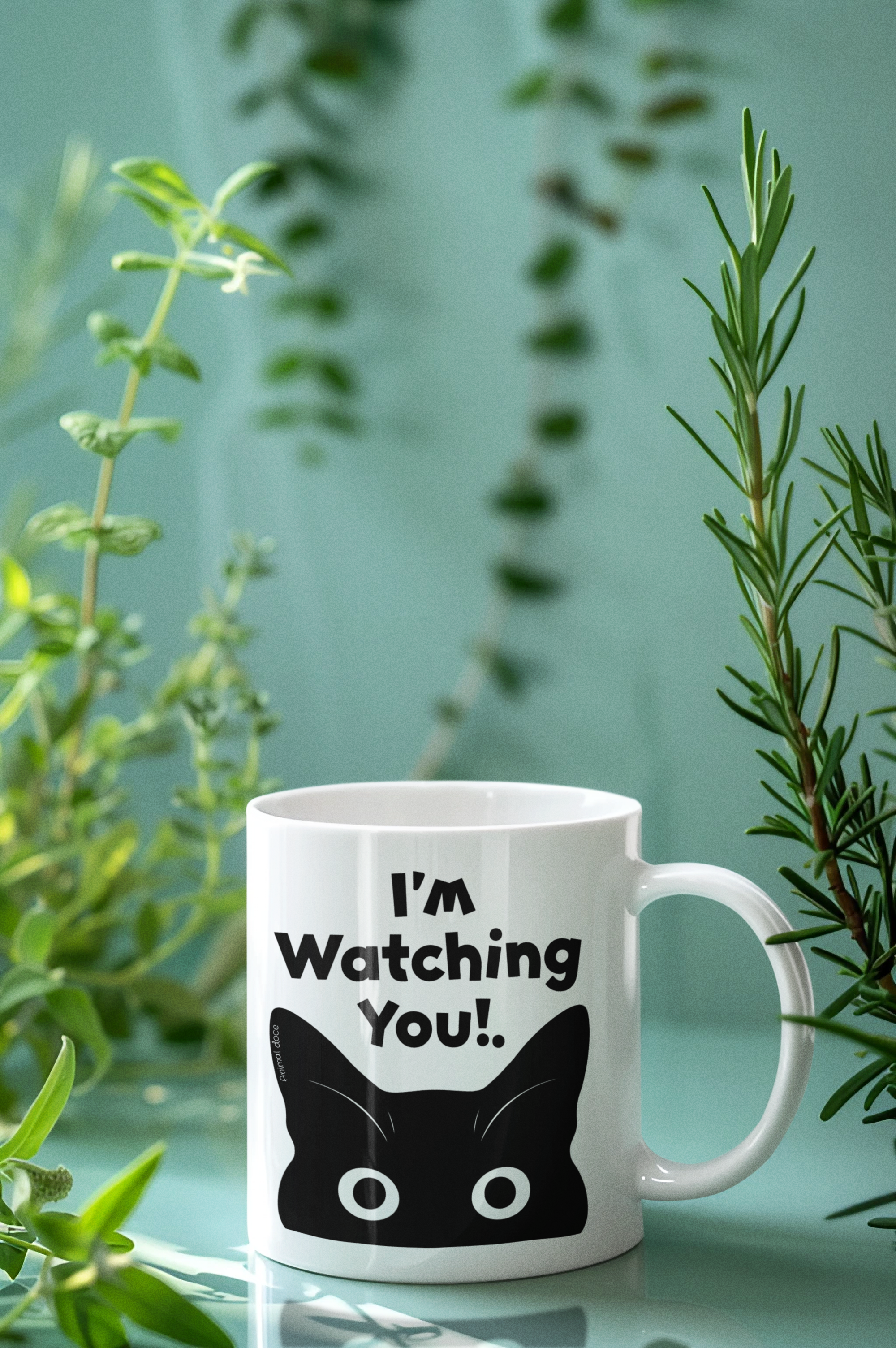  CANECA PERSONALIZADA CRIATIVA EM CERÂMICA, 325ML C/02 LADOS, CAT I´M WATCHING YOU