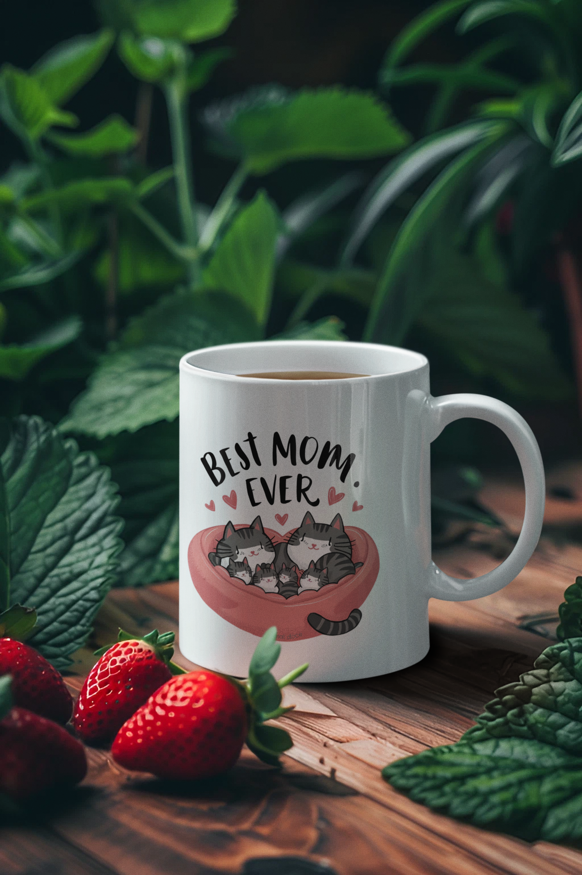  CANECA PERSONALIZADA CRIATIVA EM CERÂMICA, 325ML C/02 LADOS, CAT BEST MOM EVER