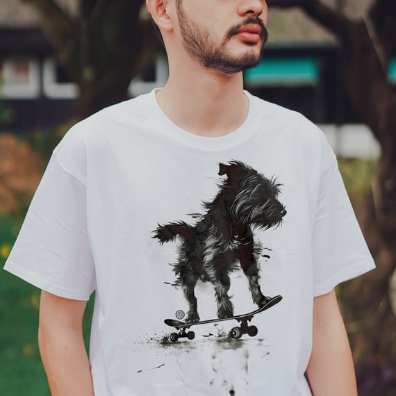 Camiseta Pets - Schnauzer no Skate PB - Unisex