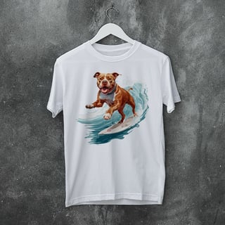 Nome do produto Camiseta Pets - Pitbull Surf - Unissex
