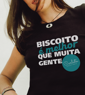 Nome do produto: Camsieta Babylook Carlota - Biscoito é melhor que muita gente