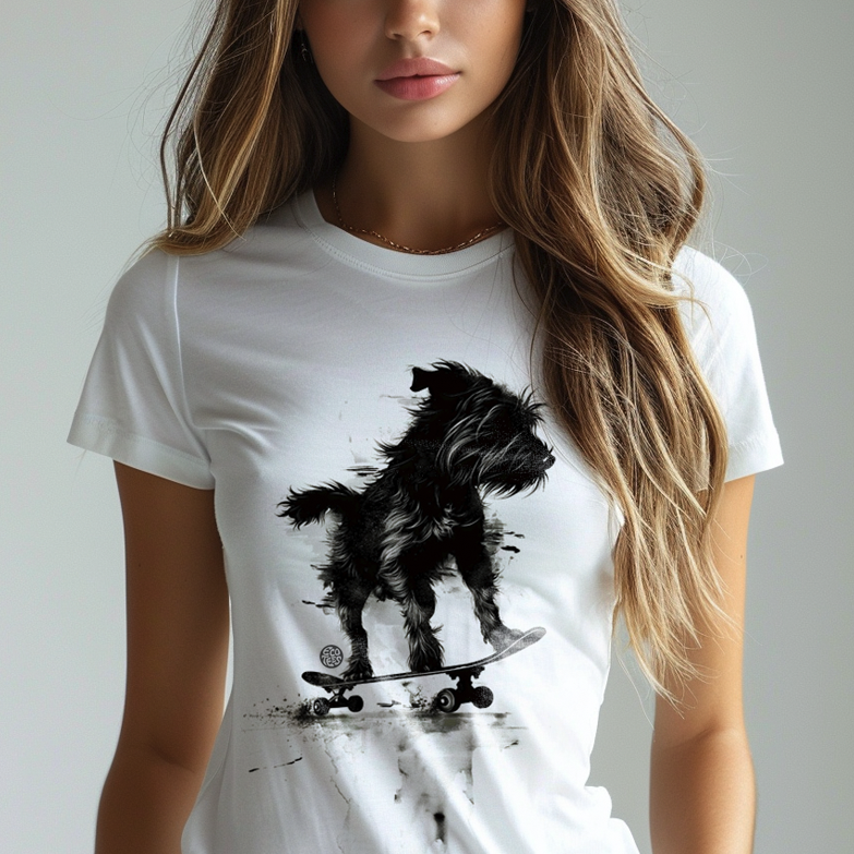 Nome do produto: Camiseta Baby Long Pets - Schnauzer no Skate PB