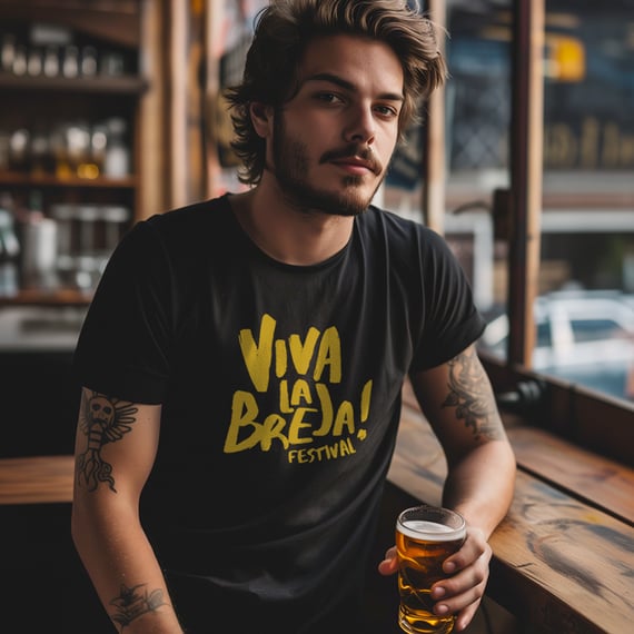 Camiseta Preta Viva La Breja - Unissex