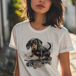 Nome do produto Camiseta Pets - Dachshund Skate - Unissex