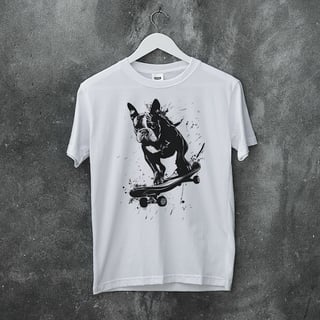 Nome do produto Camiseta Pets - Bulldog no Skate PB - Unisex