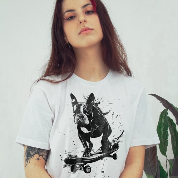 Camiseta Baby Long Pets - Bulldog no Skate PB