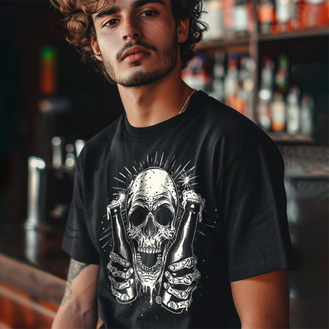 Nome do produto: Camiseta Cerveja - Caveira Beer - Unissex