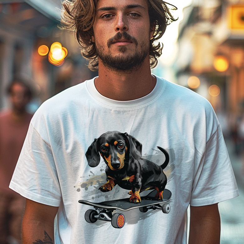 Nome do produto: Camiseta Pets - Dachshund Skate - Unissex