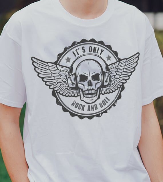 Camiseta Caveira - It's only rock and roll