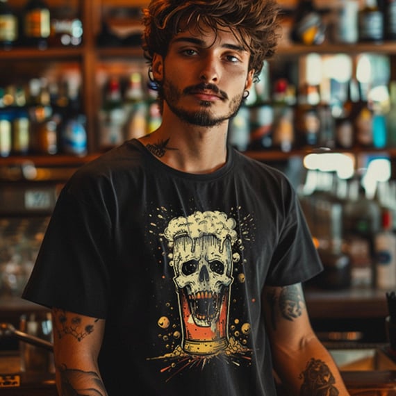 Camiseta Cerveja - Caveira Copo - Unissex