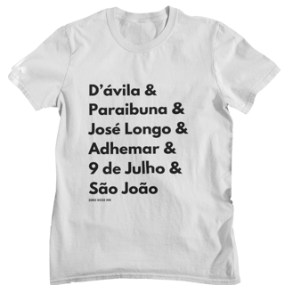 Nome do produto Camiseta Avenidas e rua de SJC