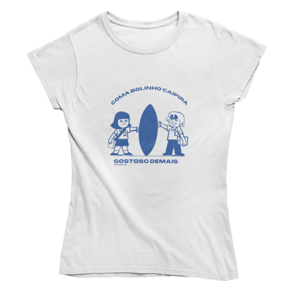 Camiseta Baby Long Bolinho Caipira Gostoso Demais