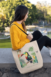 Ecobag Tucano-de-bico-verde - Coleção Aquarela
